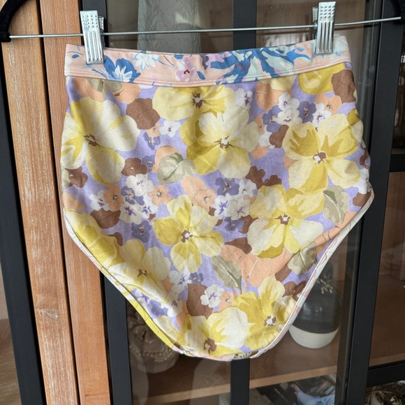 Zimmermann Pop Button High Waisted Bikini Bottoms floral patchwork print swim - Picture 3 of 12